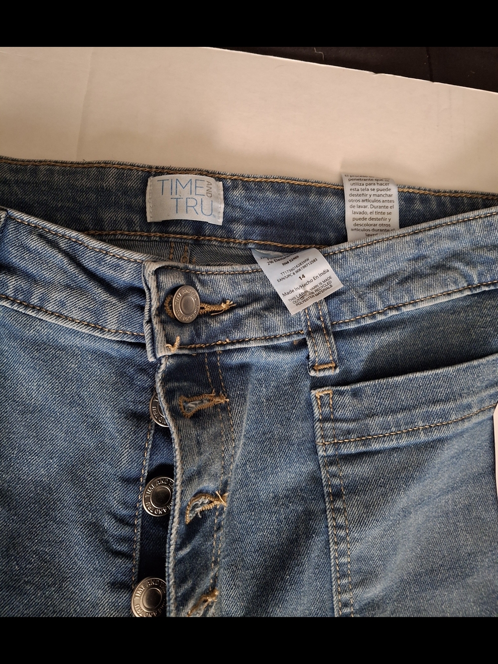 Time and Tru Medium Blue Button-Fly Denim Jeans